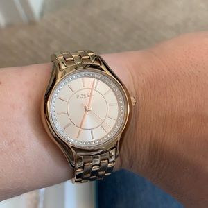 Woman’s Gold Fossil Watch